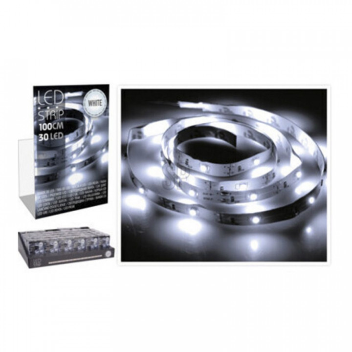 BANDE LED 1m 30 LED BLANC FROID,BATTERY OPERATED