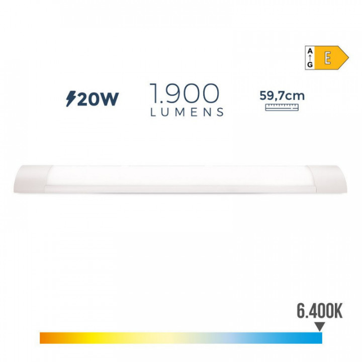RÉGLETTE ÉLECTRONIQUE LED 20W 6500K LUMIÈRE FROIDE 1900lm 59