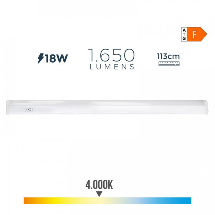 RÉGLETTE LED ÉLECTRONIQUE 18W 1650lm 4000K LUMIERE DU JOUR 1