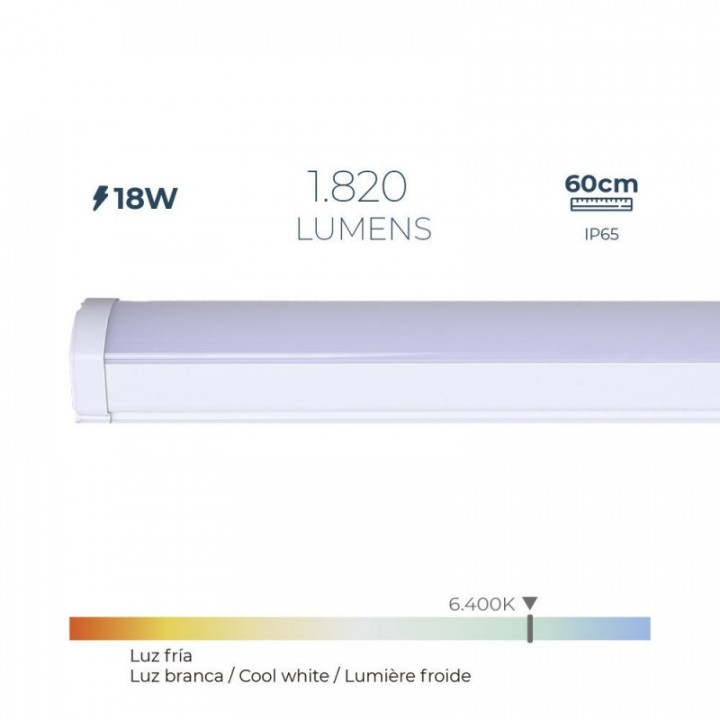 BANDE LED ÉLECTRONIQUE 18 w 6 400 k LUMIÈRE FROIDE 1 820 lm