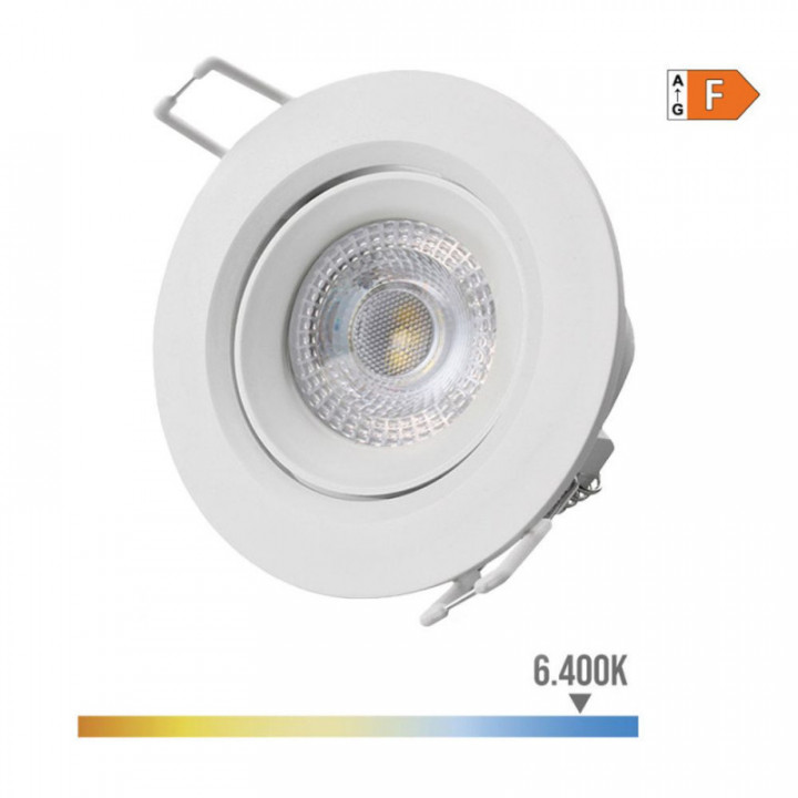 DOWNLIGHT LED ENCASTRÉ ROND 5W 6400K LUMIÈRE FROIDE CADRE BL