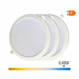PACK 3 DOWNLIGHTS LED 18W, LUMIÈRE FROIDE 6400K