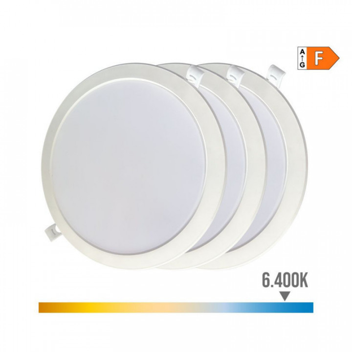 PACK 3 DOWNLIGHTS LED 18W, LUMIÈRE FROIDE 6400K