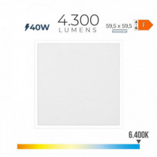 PANNEAU LED 40 W, 4300 lm, RA80, 6400 K, LUMIÈRE FROIDE, 59,
