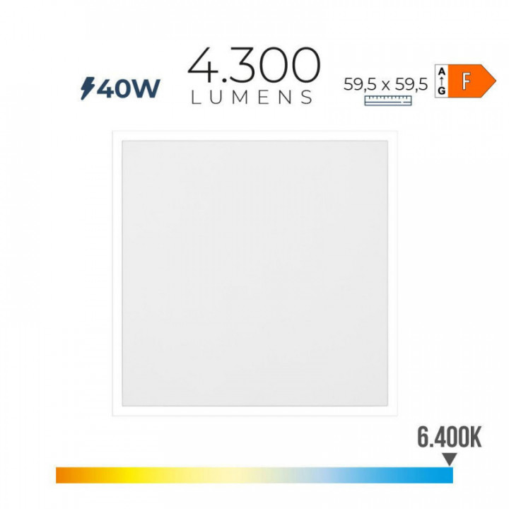 PANNEAU LED 40 W, 4300 lm, RA80, 6400 K, LUMIÈRE FROIDE, 59,