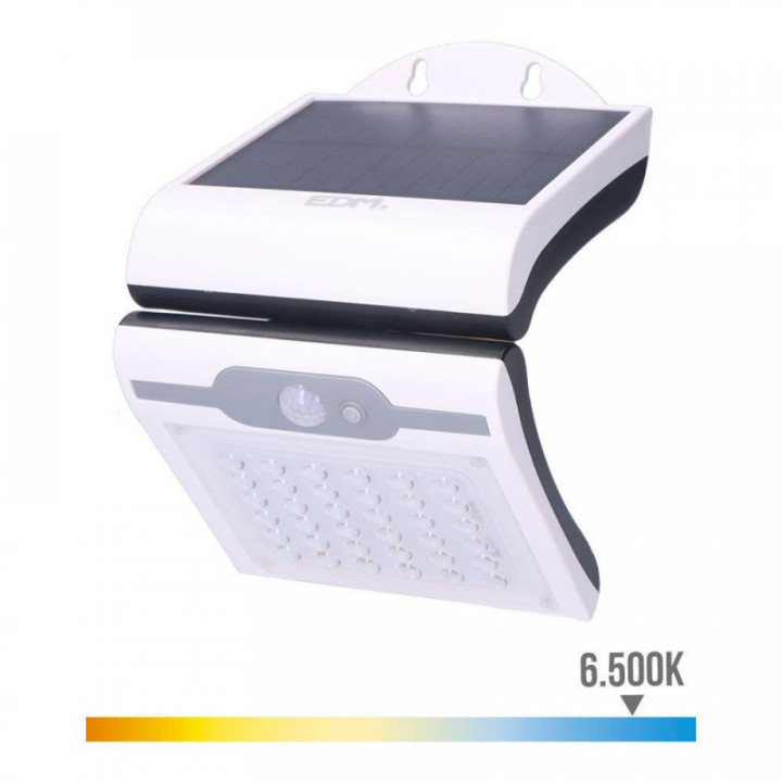 APPLIQUE SOLAIRE 2W 220Lm 6 500K AVEC CAPTEUR COULEUR BLANCH