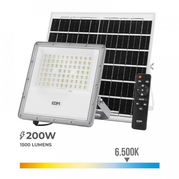 PROJECTEUR LED SOLAIRE 200 W 1500 lm 6500 K LUMIÈRE FROIDE