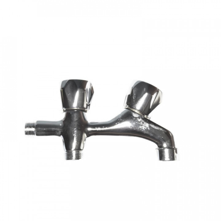 ROBINET LAVE-LINGE DOUBLE V/MÉTAL CHROME 1/2" 2 SORTIES 1 SA