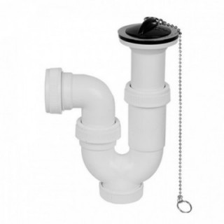 SIPHON COURBE EXTENSIBLE 1" 1/2" AVEC CHAÎNETTE ET BOUCHON