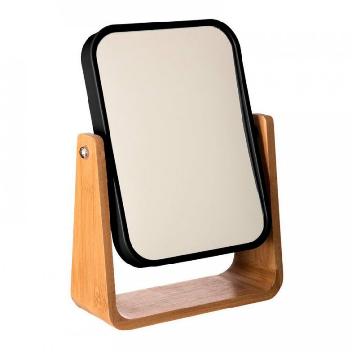 MIROIR DE SALLE DE BAIN AVEC PIED EN BAMBOU-NOIR 'NATUREO'