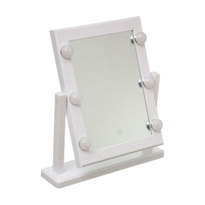 MIROIR LED COLLECTION "HOLLYWOOD" 37x9x40,5cm BLANC  COULEUR