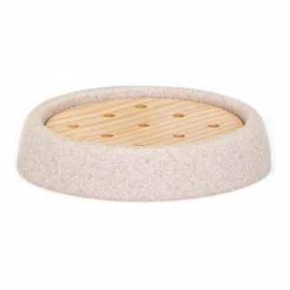PORTE-SAVON EN GRÈS ET FRÊNE Ø10.5x2cm ANDREA HOUSE