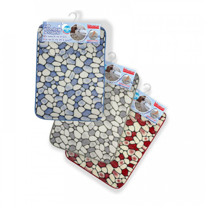 TAPIS DE BAIN IMPRIMÉ PIERRE, COULEURS ASSORTIES 40 x 60 cm