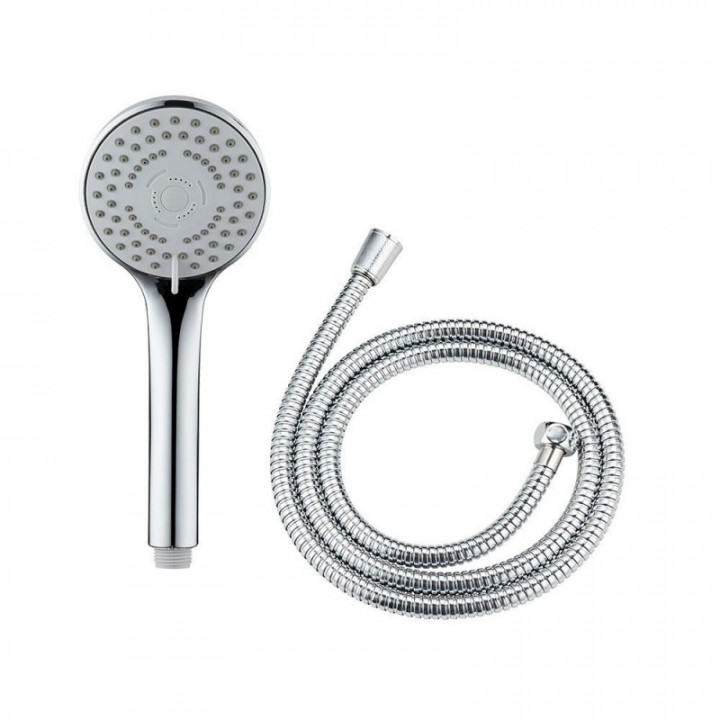 KIT DE DOUCHE BASIC, POMME 5 FONCTIONS + TUYAU 150 cm