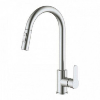 ROBINET MITIGEUR DE CUISINE À BEC HAUT AMOVIBLE ARGENT MAT S