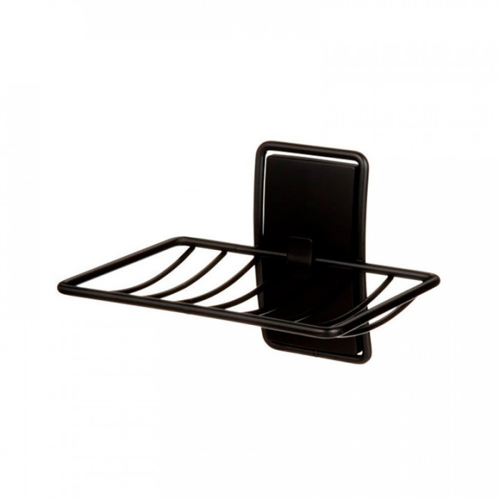 COMMAND PORTE-SAVON DE SALLE DE BAIN, NOIR MAT, 1 unité + 2