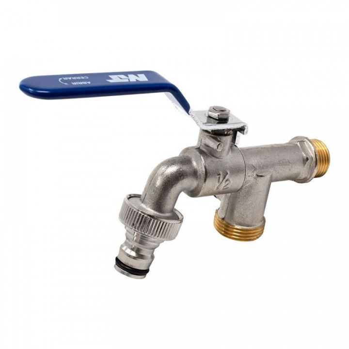 ROBINET À BOISSEAU SPHÉRIQUE DE JARDIN PN16 LEVIER ACIER CHR