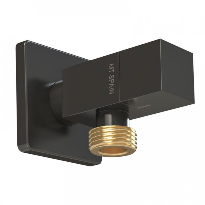 ROBINET D'ANGLE DECO AVEC POIGNÉE CARRÉE, NOIR, ½ x ½ po