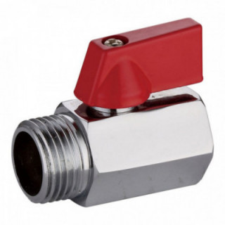 MINI VANNE À BILLE MÂLE-FEMELLE ½ po AVEC LEVIER ROUGE