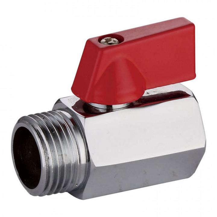 MINI VANNE À BILLE MÂLE-FEMELLE ½ po AVEC LEVIER ROUGE