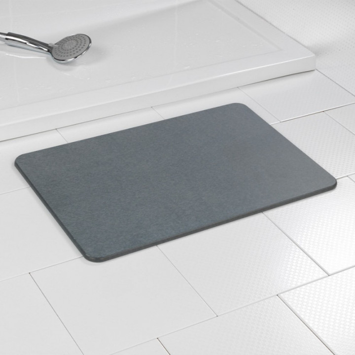 TAPIS DE BAIN ANTIDÉRAPANT EN DIATOMITE, GRIS, 60 x 39 cm