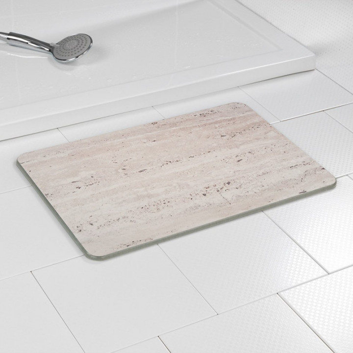 TAPIS DE BAIN ANTIDÉRAPANT EN DIATOMITE, GRANIT, 60 x 39 cm