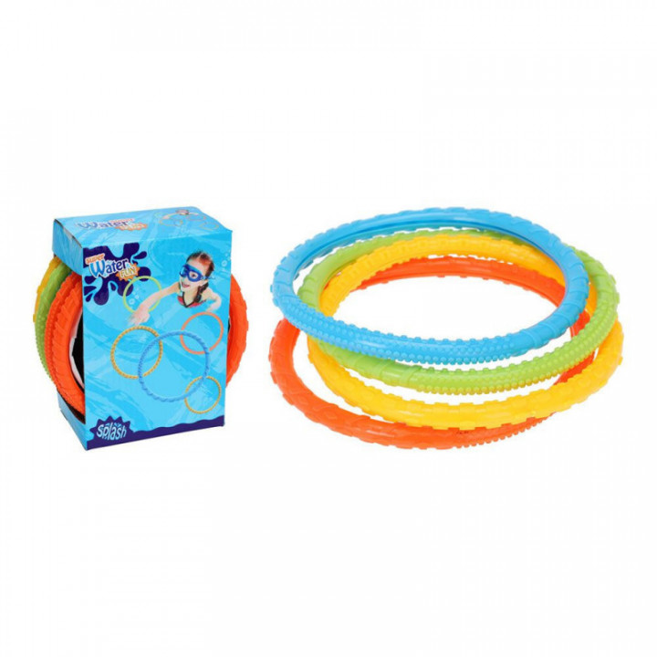 JOUETS DE PLONGÉE, LOT DE 4 ANNEAUX COLORÉS DIAMÈTRE 15cm