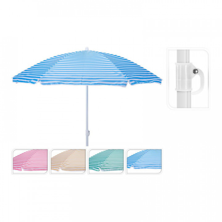 PARASOL DE PLAGE À RAYURES COULEURS ASSORTIES Ø150 x 160 cm