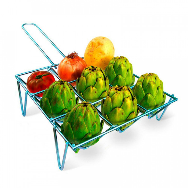 GRIL À LÉGUMES EN ACIER ZINGUÉ, CAPACITÉ 9 PIÈCES, 26 x 8,5