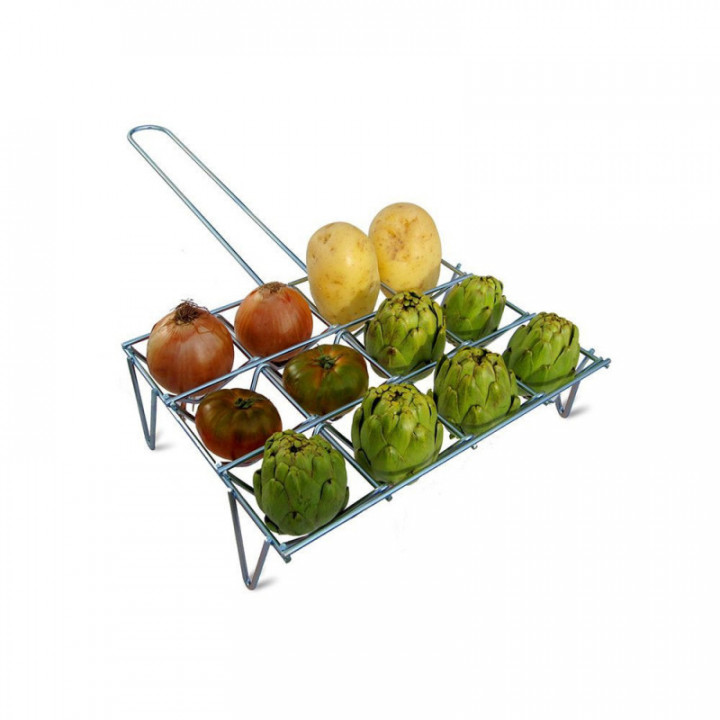GRIL À LÉGUMES EN ACIER ZINGUÉ, CAPACITÉ 12 PIÈCES, 34 x 8,5