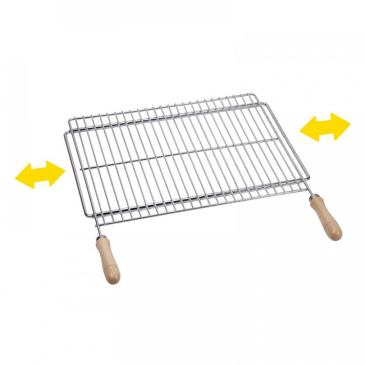 GRILLE DE BARBECUE EXTENSIBLE EN ACIER ZINGUÉ AVEC POIGNÉES