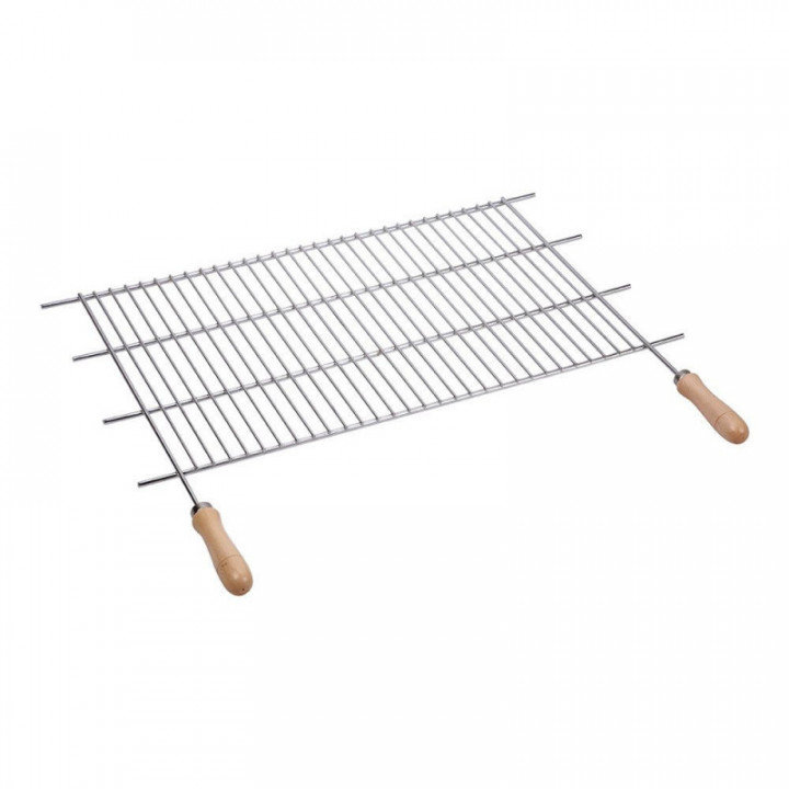 GRILLE DE BARBECUE EN ACIER ZINGUÉ AVEC POIGNÉES EN BOIS, 10