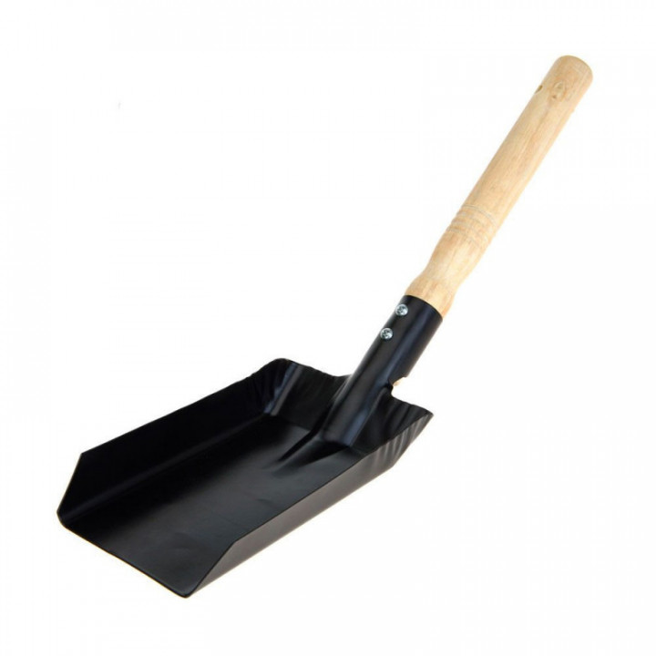 PELLE À CHARBON DE BOIS EN MÉTAL NOIR MAT, 9,5 x 37,5 cm