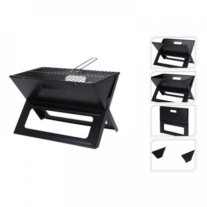 BARBECUE PLIABLE AU CHARBON DE BOIS, 45 x 30 x 35 cm