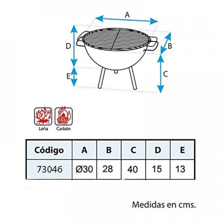 BARBECUE DE TABLE ROND AVEC GRILLE ZINGUÉE Ø30 x 28 cm