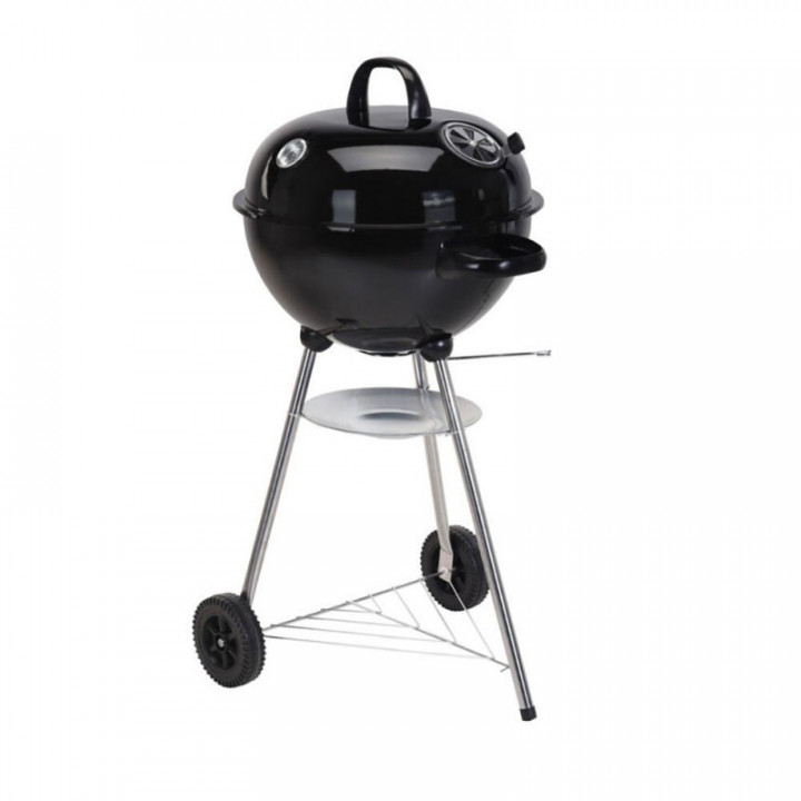 BARBECUE À CHARBON AVEC COUVERCLE ET ROUES, Ø47 x 90 cm