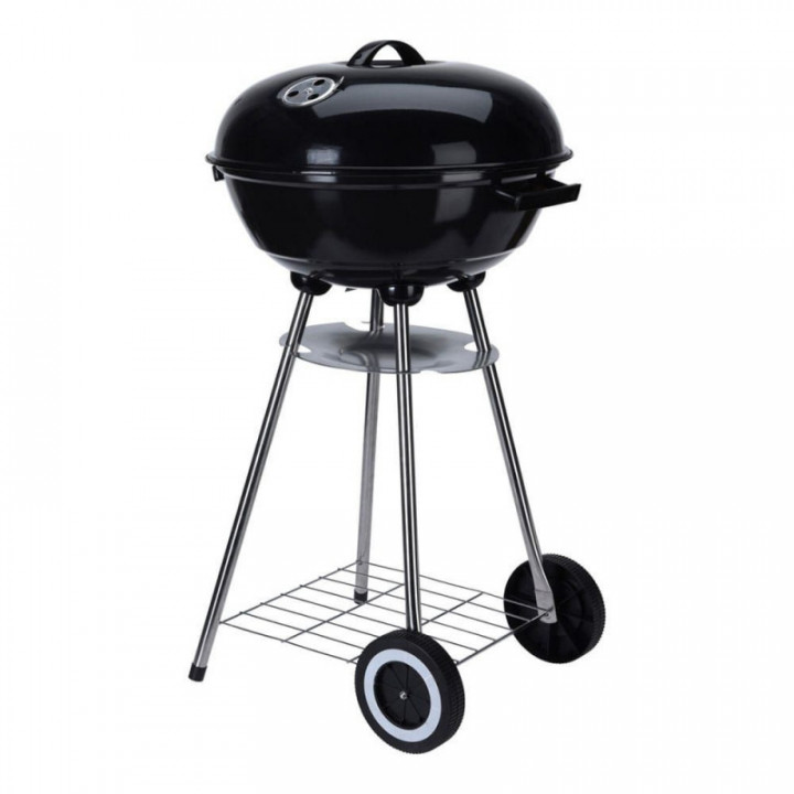 BARBECUE À CHARBON SUR PIED AVEC COUVERCLE ET ROUES, Ø46 x 8