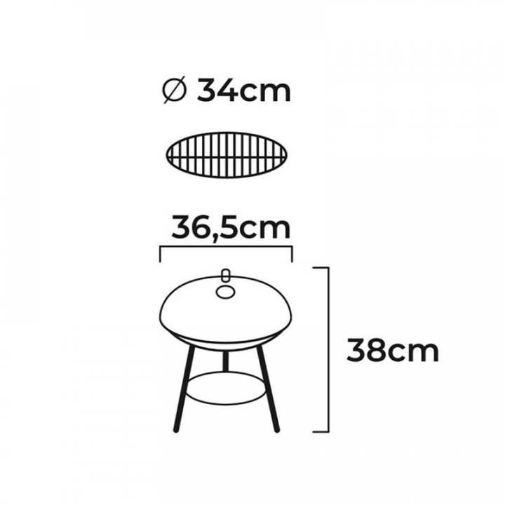 BARBECUE AU CHARBON 3 PIEDS, NOIR, Ø36 x 38 cm