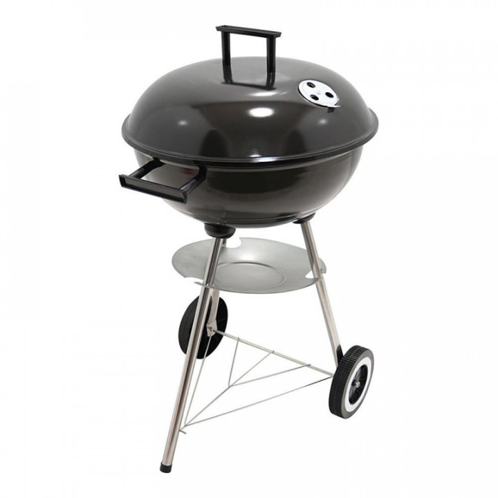 BARBECUE AU CHARBON 3 PIEDS AVEC COUVERCLE ET ROUES, NOIR, Ø