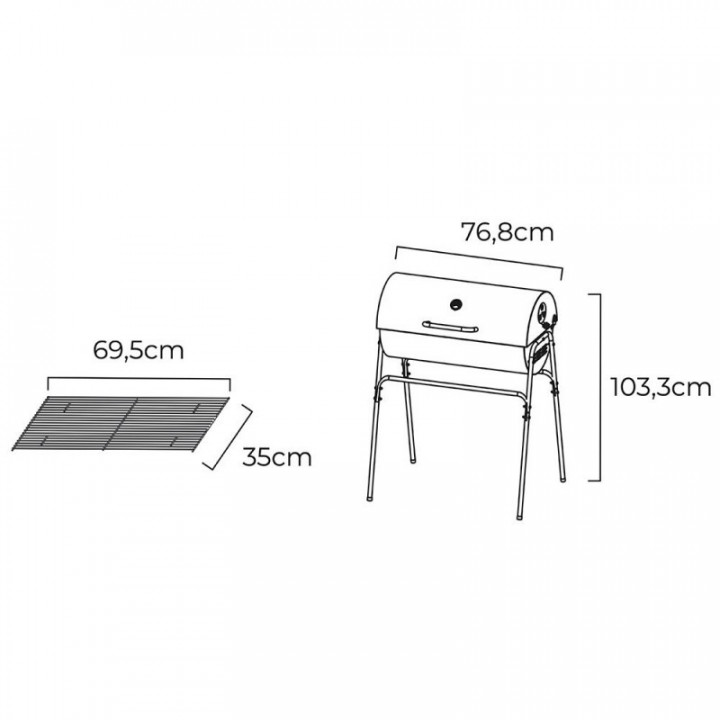 BARBECUE À CHARBON DE BOIS XL AVEC COUVERCLE, NOIR, 83 x 58
