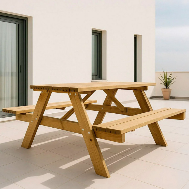 TABLE DE PIQUE-NIQUE EN BOIS 177 x 152 x 71 cm