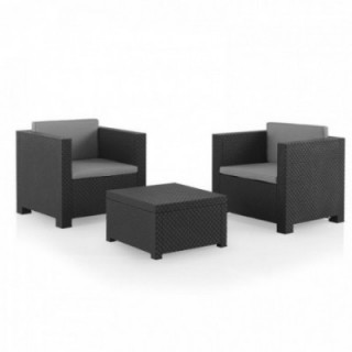 ENSEMBLE DE JARDIN 3 PIÈCES DIVA TÊTE GRAFIT, ANTHRACITE + C