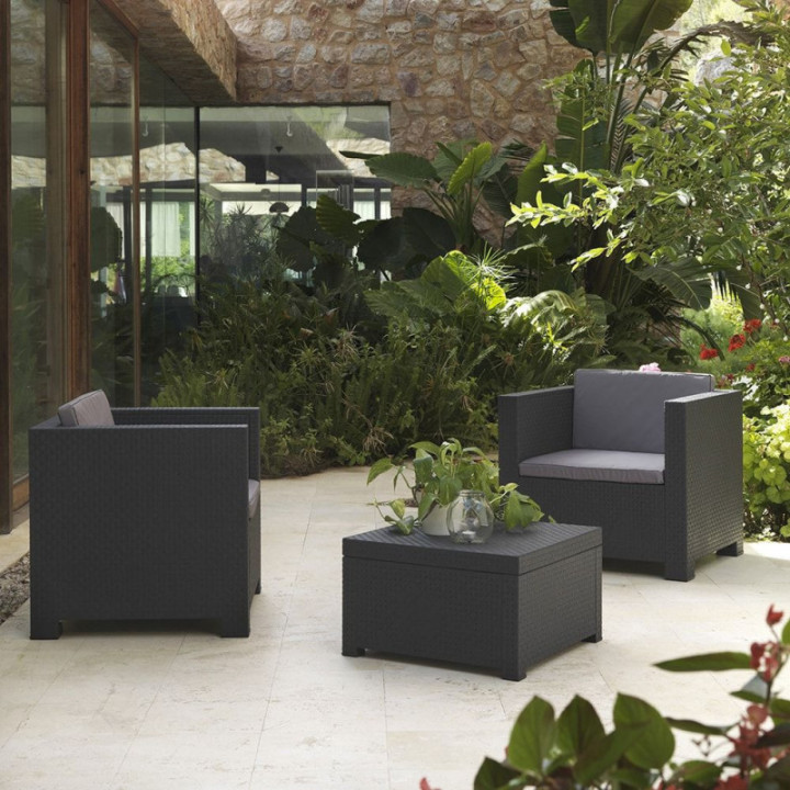 ENSEMBLE DE JARDIN 3 PIÈCES DIVA TÊTE GRAFIT, ANTHRACITE + C