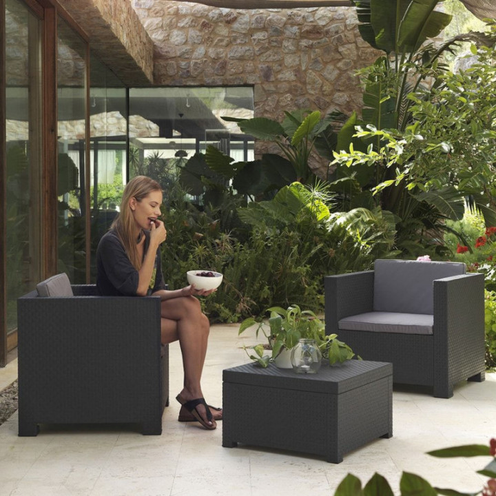 ENSEMBLE DE JARDIN 3 PIÈCES DIVA TÊTE GRAFIT, ANTHRACITE + C