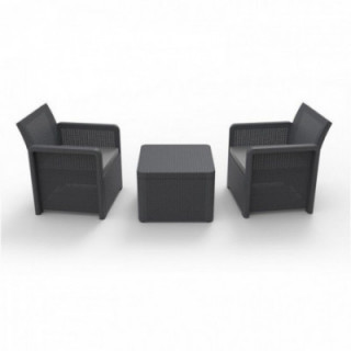 JARDIN/TERRASSE ENSEMBLE 2 FAUTEUILS + 1 TABLE NASSAU TETE A