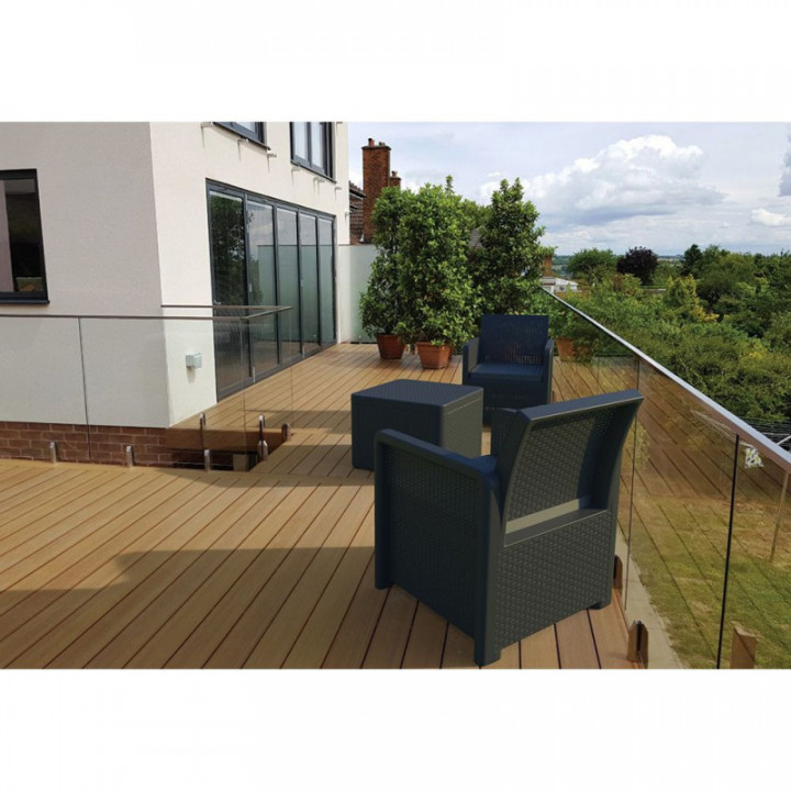 JARDIN/TERRASSE ENSEMBLE 2 FAUTEUILS + 1 TABLE NASSAU TETE A