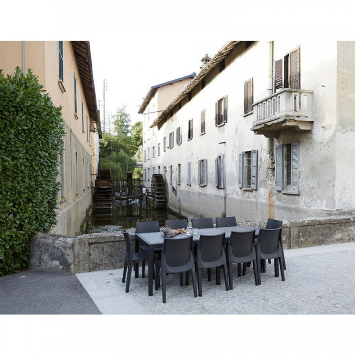 TABLE EXTENSIBLE QUEEN, COULEUR ANTHRACITE, POUR L'EXTÉRIEUR