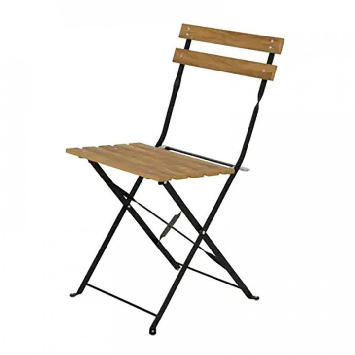 ENSEMBLE TABLE ET 2 CHAISES LEEDS, PLIABLES, BOIS, MARRON