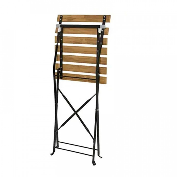 ENSEMBLE TABLE ET 2 CHAISES LEEDS, PLIABLES, BOIS, MARRON