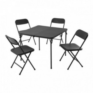 ENSEMBLE DE TABLE ET 4 CHAISES PLIANTES NOIRES